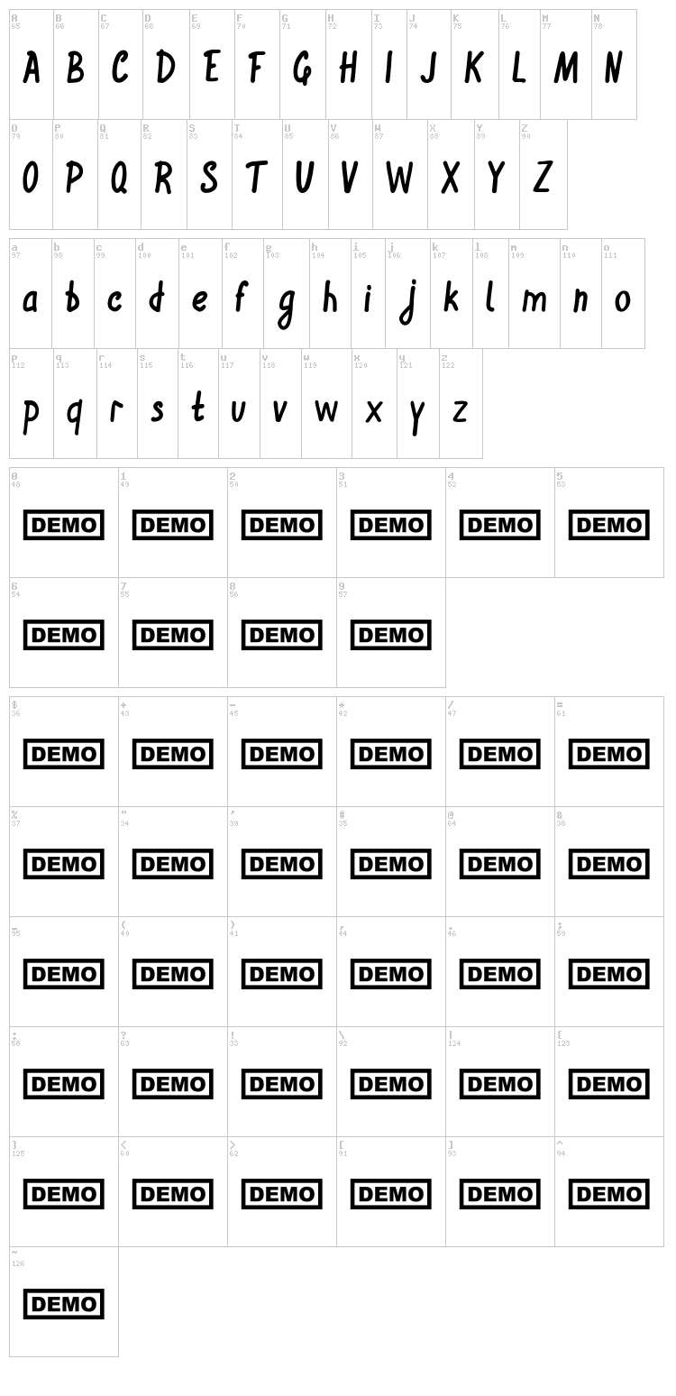 Winflo font map